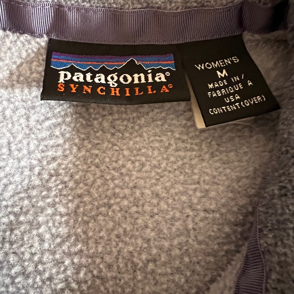 Patagonia Synchilla Women’s Fleece Jacket Full Zip Gray w/ Lavender Accents SZ M - Picture 6 of 8